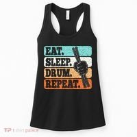 Eat Sleep Drum Repeat Funny Drummer Drumming Lover Retro Women's Tank Top thumb 0