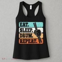 Eat Sleep Drum Repeat Funny Drummer Drumming Lover Retro Women's Tank Top thumb 3