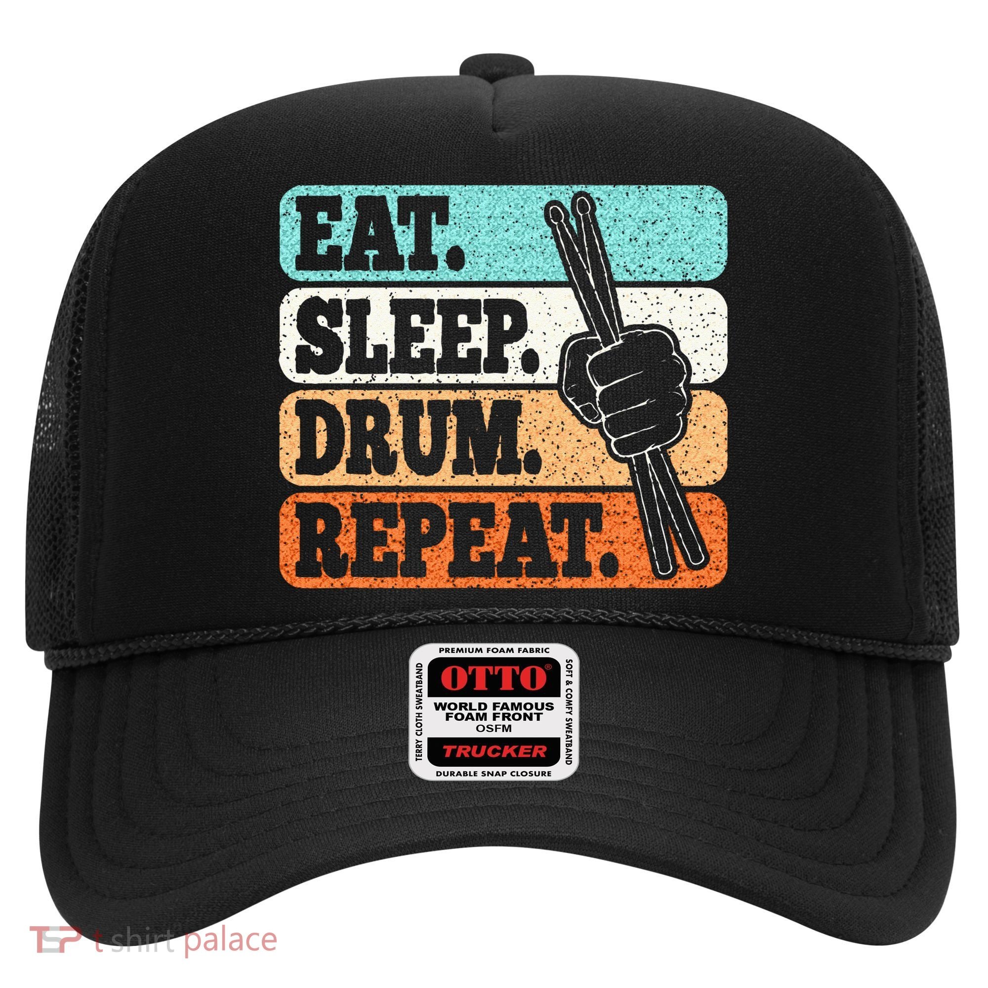 Eat Sleep Drum Repeat Funny Drummer Drumming Lover Retro Hat