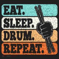 Eat Sleep Drum Repeat Funny Drummer Drumming Lover Retro Hat thumb 2