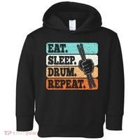 Eat Sleep Drum Repeat Funny Drummer Drumming Lover Retro Toddler Hoodie thumb 0