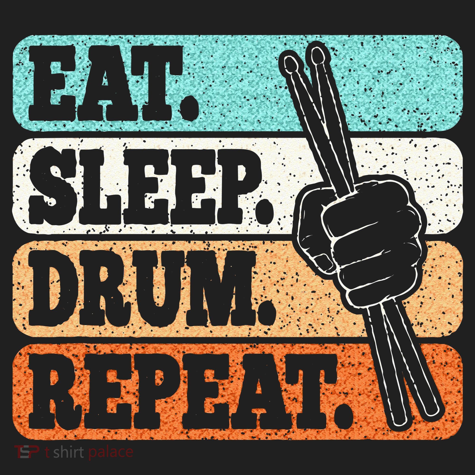 Eat Sleep Drum Repeat Funny Drummer Drumming Lover Retro Golf Towel