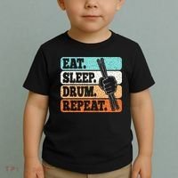 Eat Sleep Drum Repeat Funny Drummer Drumming Lover Retro Toddler T-Shirt thumb 2
