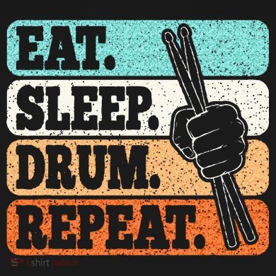 Eat Sleep Drum Repeat Funny Drummer Drumming Lover Retro Women's Long Sleeve Shirt