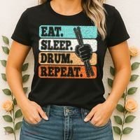 Eat Sleep Drum Repeat Funny Drummer Drumming Lover Retro Women's T-Shirt thumb 2