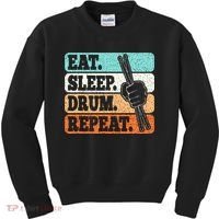 Eat Sleep Drum Repeat Funny Drummer Drumming Lover Retro Kids Sweatshirt thumb 0