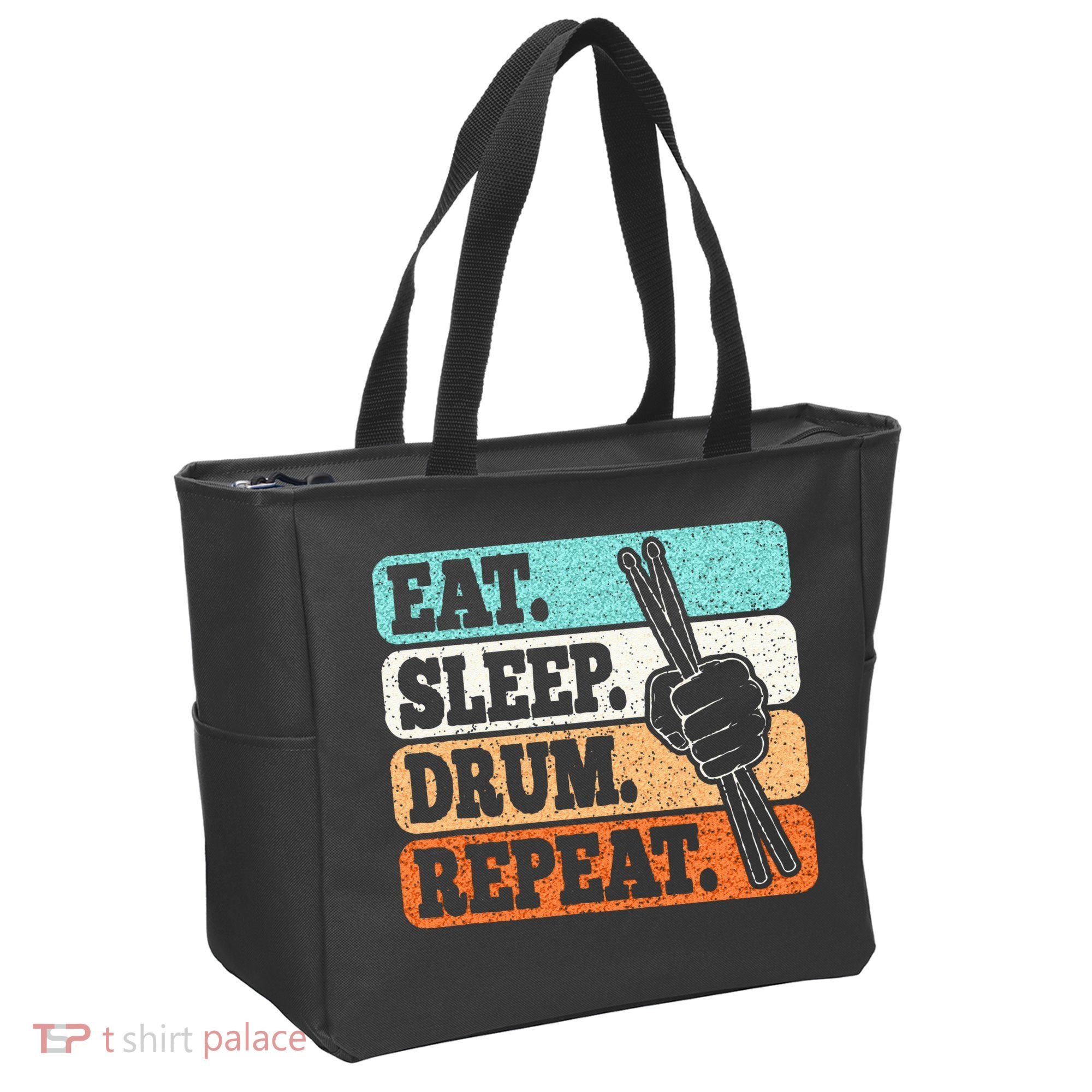 Eat Sleep Drum Repeat Funny Drummer Drumming Lover Retro Tote Bag