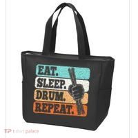 Eat Sleep Drum Repeat Funny Drummer Drumming Lover Retro Tote Bag thumb 3