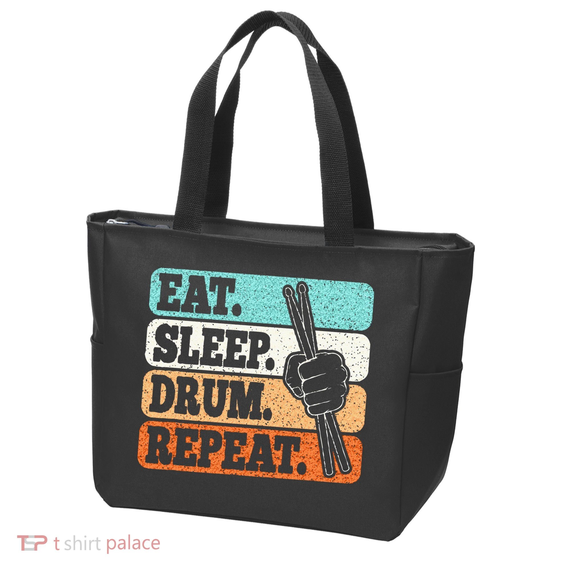 Eat Sleep Drum Repeat Funny Drummer Drumming Lover Retro Tote Bag