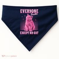 Everyone Sucks Except My Cat USA-Made Doggie Bandana thumb 0