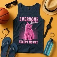 Everyone Sucks Except My Cat Tank Top thumb 4