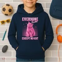 Everyone Sucks Except My Cat Kids Hoodie thumb 2