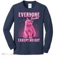Everyone Sucks Except My Cat Kids Long Sleeve Shirt thumb 0