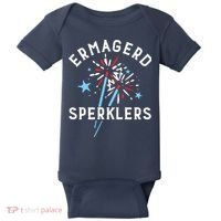 Ermahgerd Sperklers Funny 4th Of July Fireworks Sparklers Gift Baby Bodysuit thumb 0
