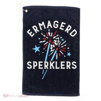 Ermahgerd Sperklers Funny 4th Of July Fireworks Sparklers Gift Golf Towel thumb 0