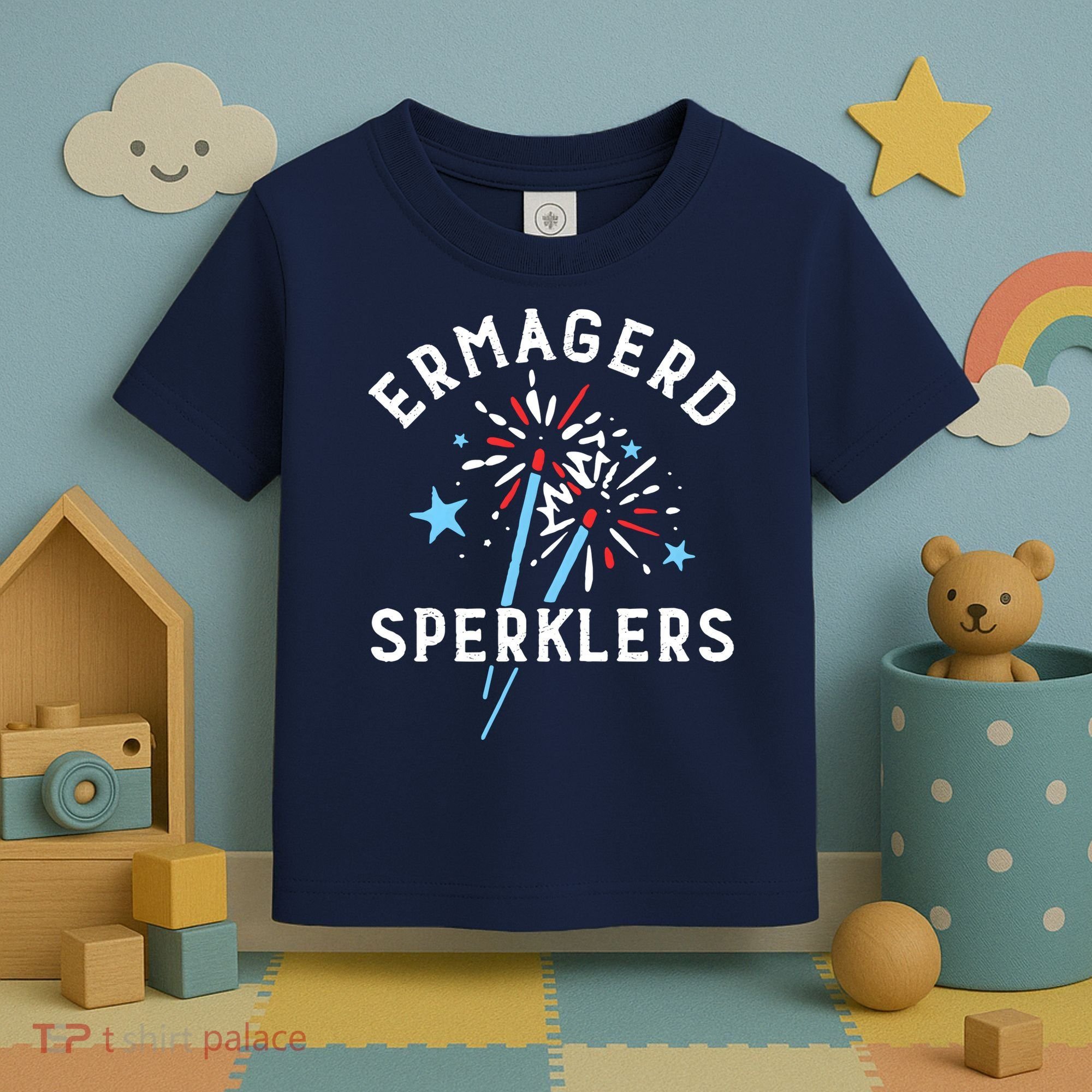Ermahgerd Sperklers Funny 4th Of July Fireworks Sparklers Gift Toddler T-Shirt