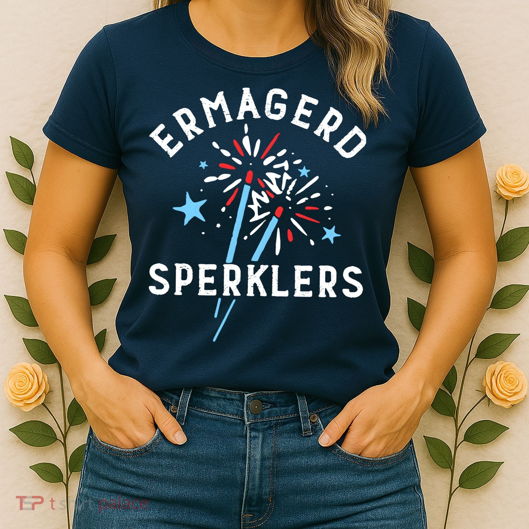 Ermahgerd Sperklers Funny 4th Of July Fireworks Sparklers Gift Women's T-Shirt