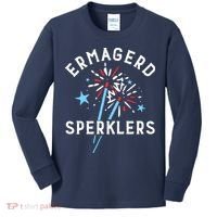Ermahgerd Sperklers Funny 4th Of July Fireworks Sparklers Gift Kids Long Sleeve Shirt thumb 0