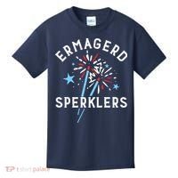 Ermahgerd Sperklers Funny 4th Of July Fireworks Sparklers Gift Kids T-Shirt thumb 0