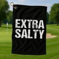 Extra Salty Funny Sassy Pun Snarky Curmudgeon Humor Gift Golf Towel thumb 1