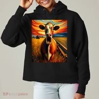 Expressionist Scream For Cow Lovers | Artistic Cow Ladies Heavyweight Boxy Pullover Hoodie thumb 0