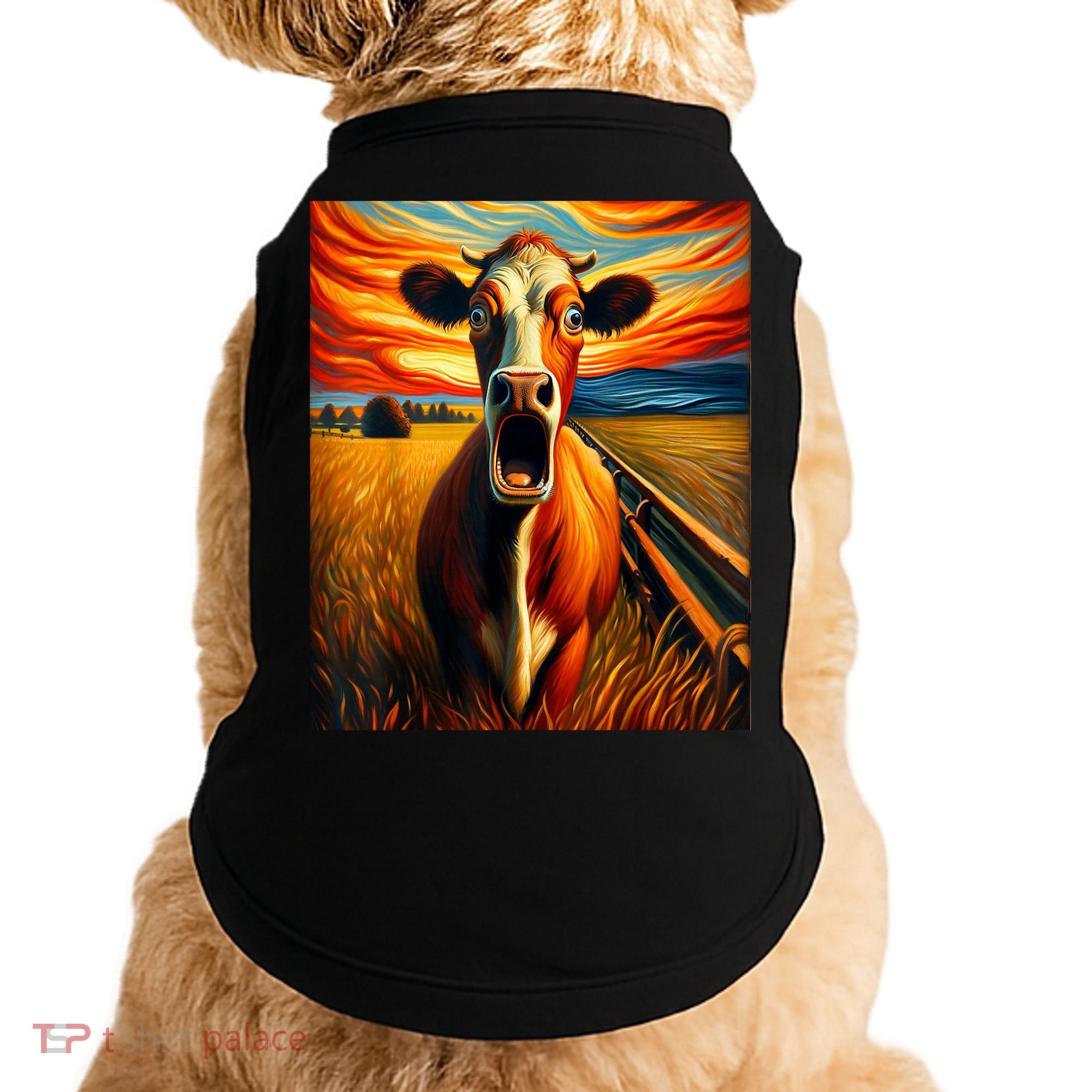 Expressionist Scream For Cow Lovers | Artistic Cow Doggie Tank