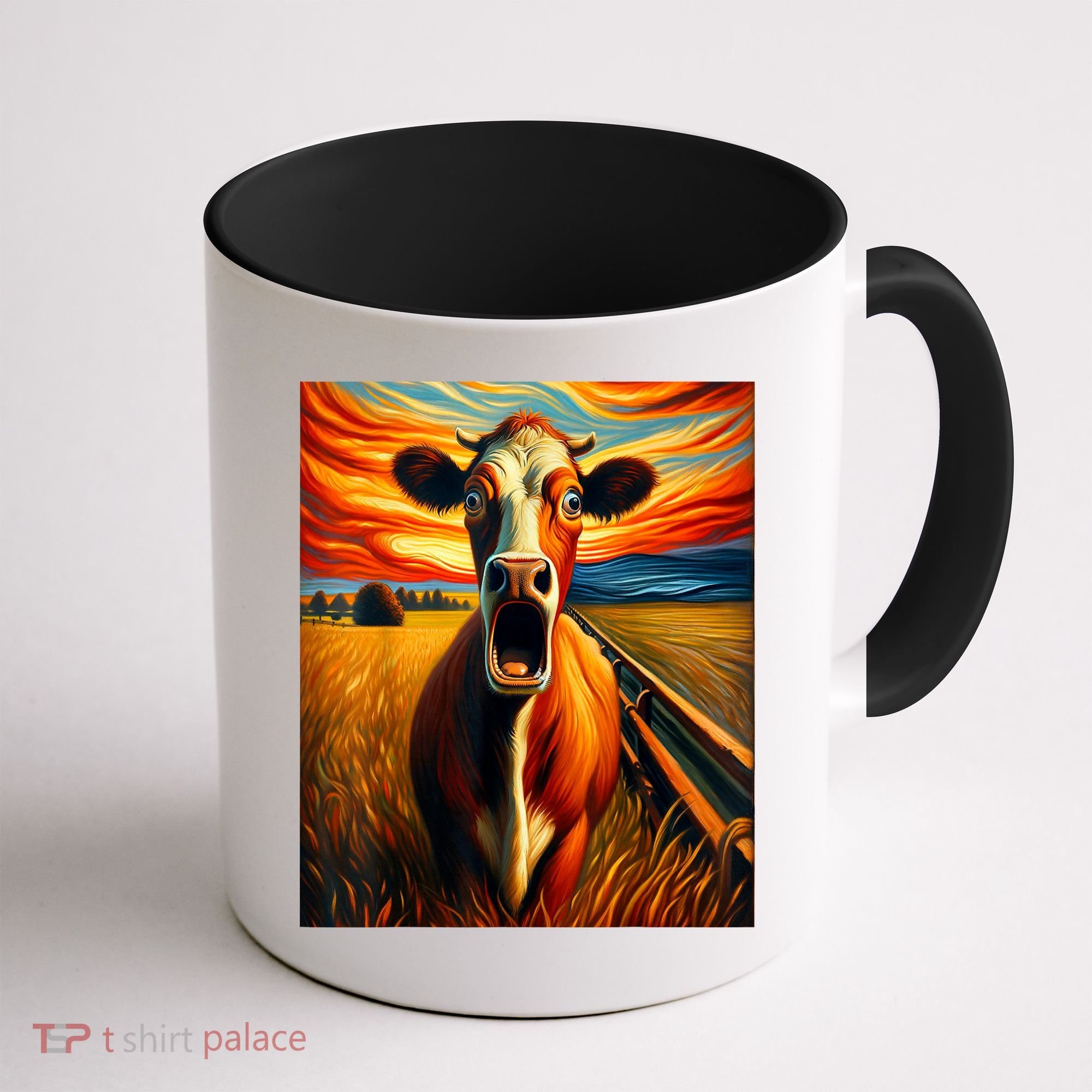 Expressionist Scream For Cow Lovers | Artistic Cow Coffee Mug