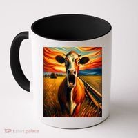 Expressionist Scream For Cow Lovers | Artistic Cow Coffee Mug thumb 0