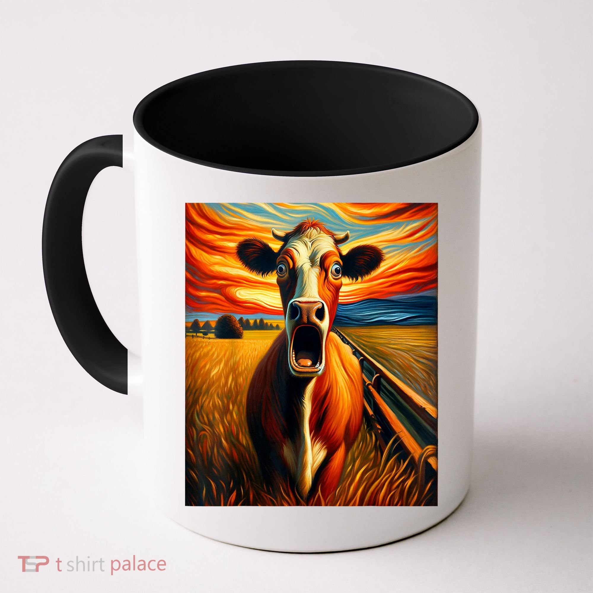 Expressionist Scream For Cow Lovers | Artistic Cow Coffee Mug