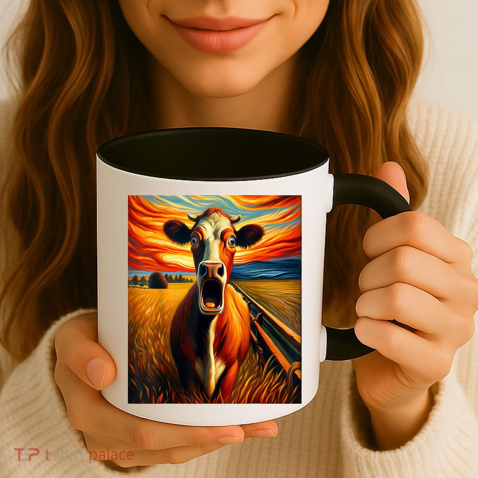 Expressionist Scream For Cow Lovers | Artistic Cow Coffee Mug