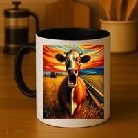 Expressionist Scream For Cow Lovers | Artistic Cow Coffee Mug thumb 4