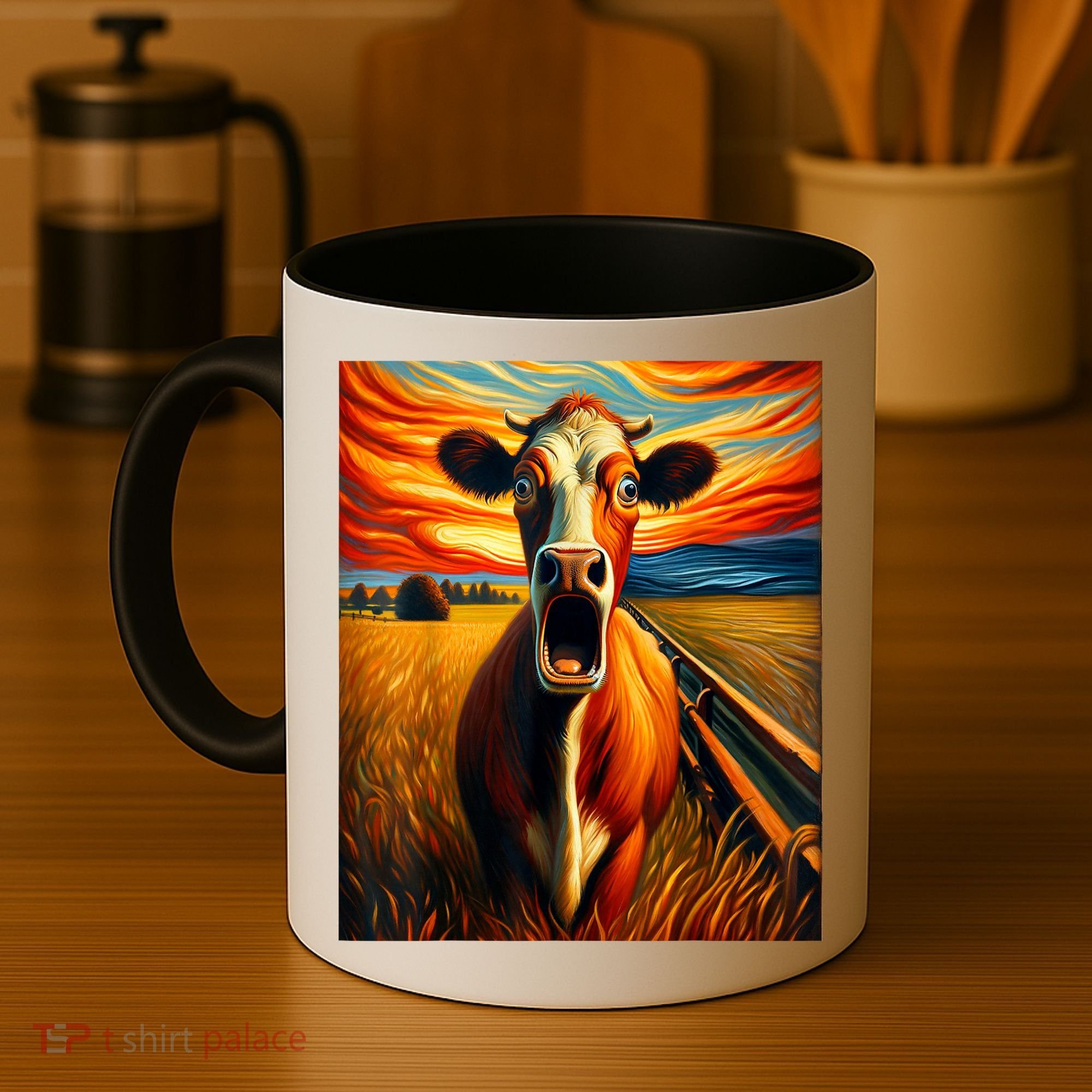 Expressionist Scream For Cow Lovers | Artistic Cow Coffee Mug