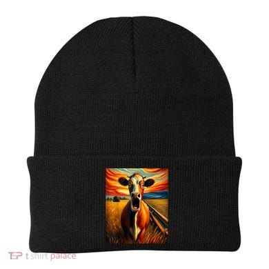 Expressionist Scream For Cow Lovers | Artistic Cow Beanie