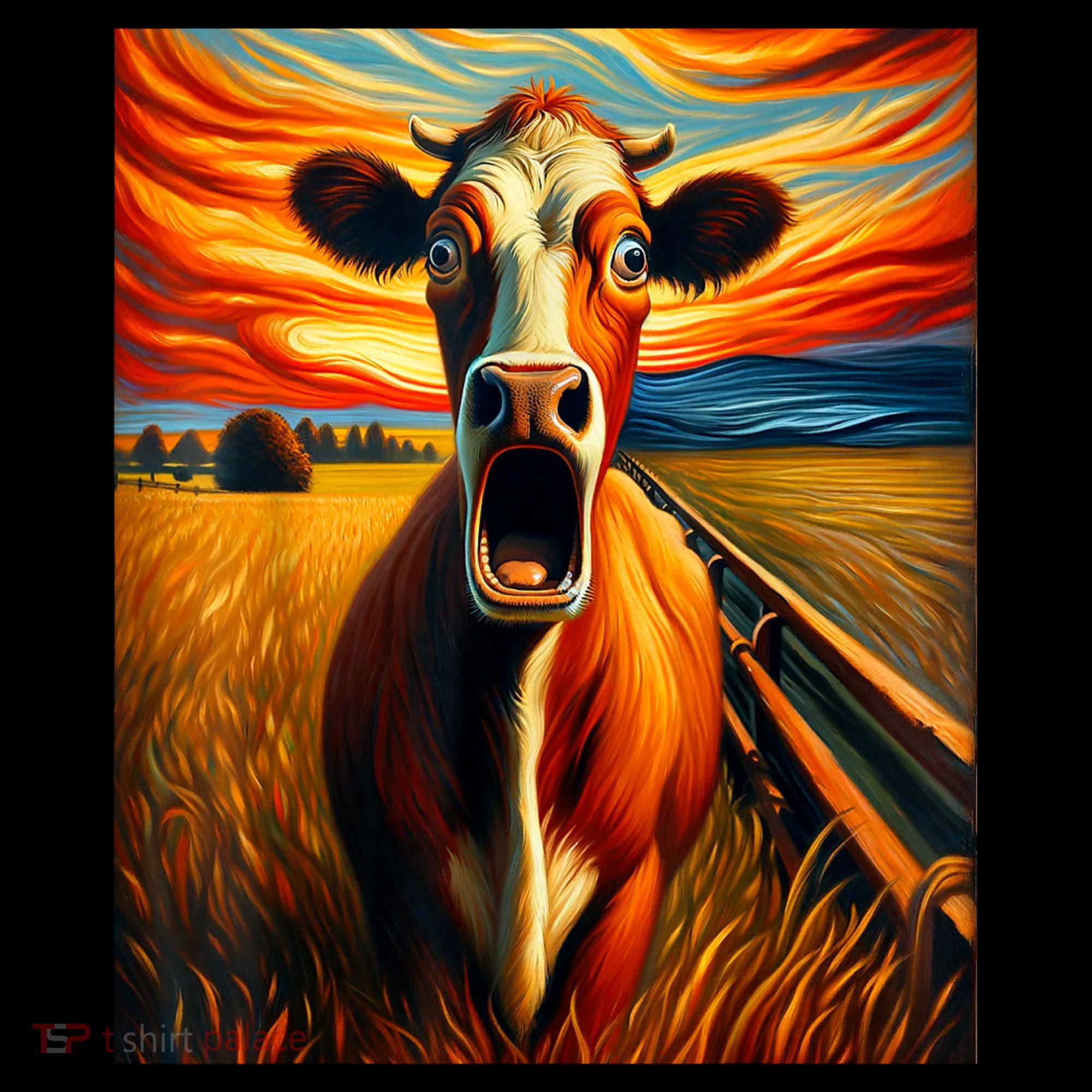 Expressionist Scream For Cow Lovers | Artistic Cow Ladies PosiCharge Competitor Racerback Tank