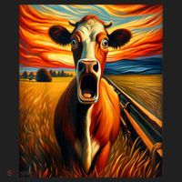 Expressionist Scream For Cow Lovers | Artistic Cow Hat thumb 2