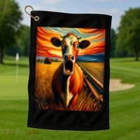 Expressionist Scream For Cow Lovers | Artistic Cow Golf Towel thumb 1