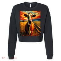 Expressionist Scream For Cow Lovers | Artistic Cow Cropped Pullover Crew thumb 0