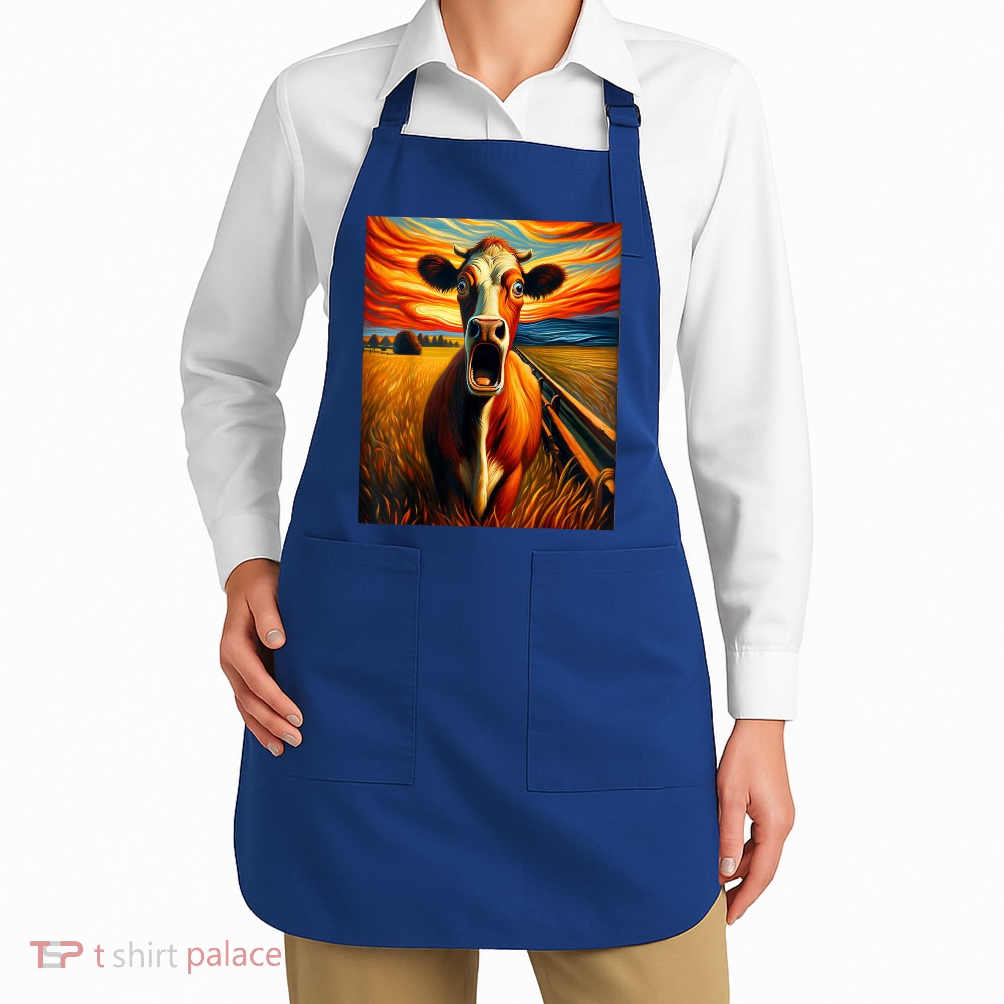 Expressionist Scream For Cow Lovers | Artistic Cow Apron