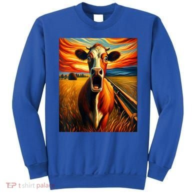 Expressionist Scream For Cow Lovers | Artistic Cow Sweatshirt