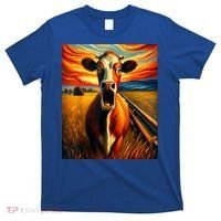 Expressionist Scream For Cow Lovers | Artistic Cow T-Shirt thumb 0