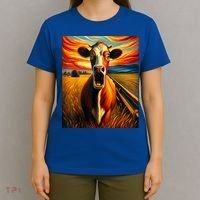 Expressionist Scream For Cow Lovers | Artistic Cow T-Shirt thumb 4