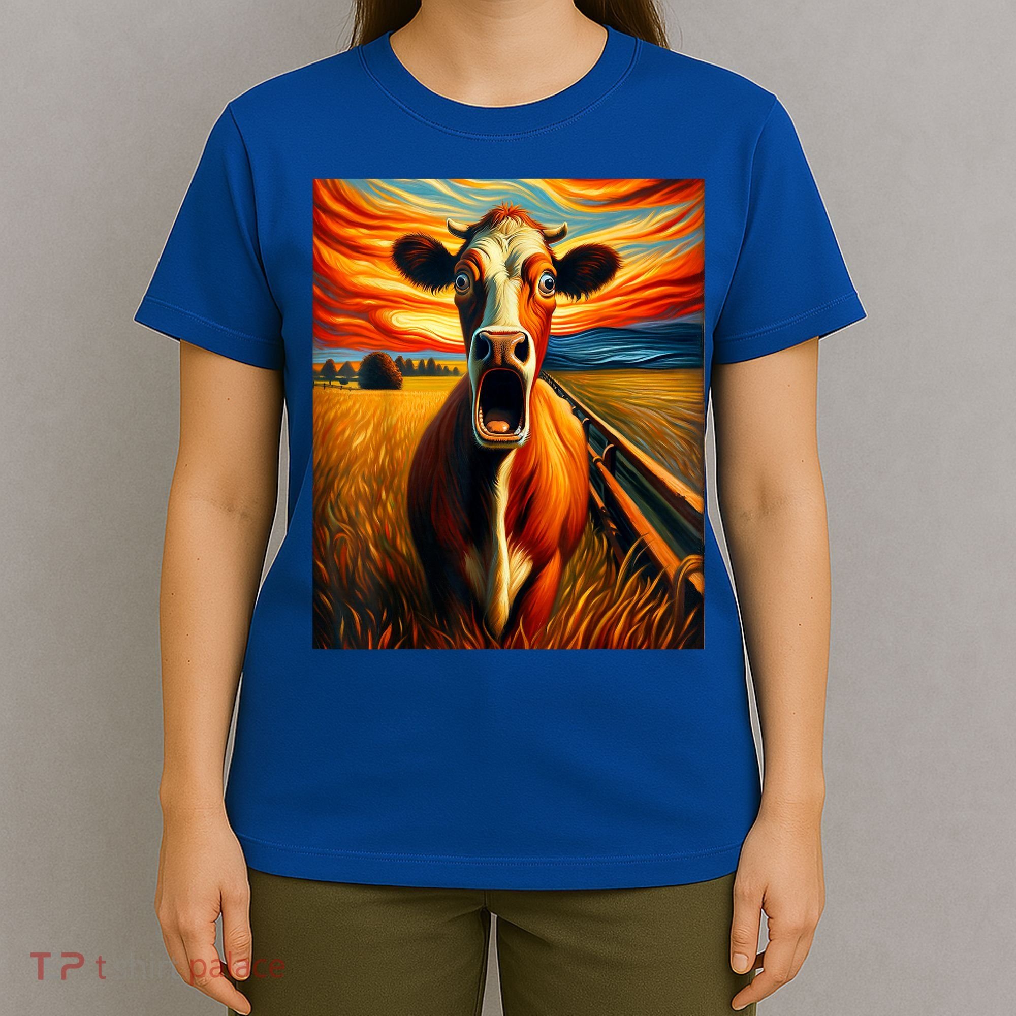 Expressionist Scream For Cow Lovers | Artistic Cow T-Shirt