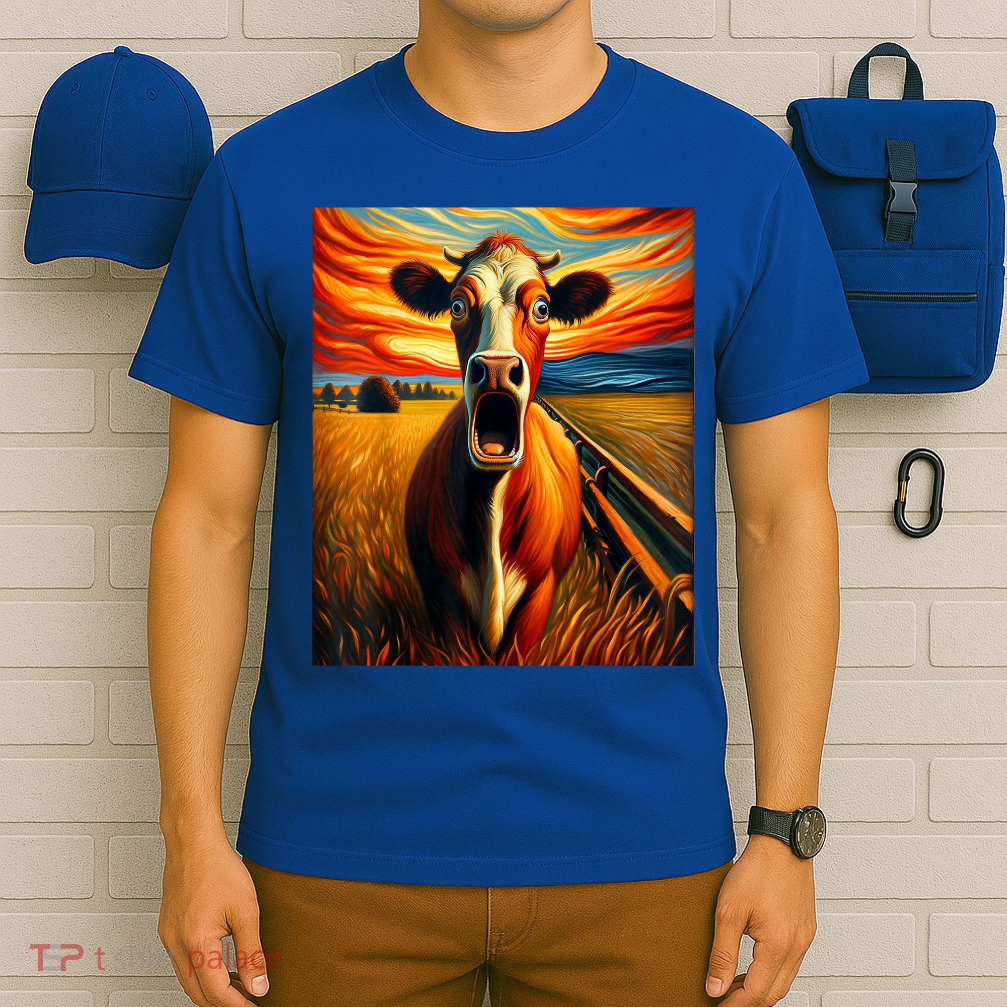 Expressionist Scream For Cow Lovers | Artistic Cow T-Shirt