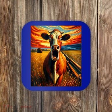 Expressionist Scream For Cow Lovers | Artistic Cow Coaster