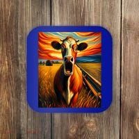 Expressionist Scream For Cow Lovers | Artistic Cow Coaster thumb 0