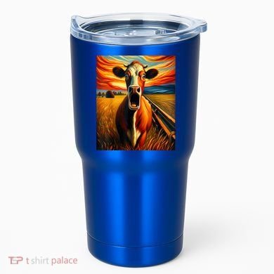 Expressionist Scream For Cow Lovers | Artistic Cow Tumbler