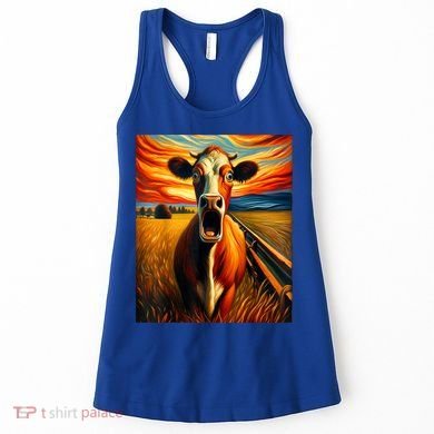 Expressionist Scream For Cow Lovers | Artistic Cow Women's Tank Top