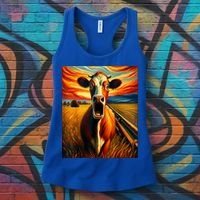 Expressionist Scream For Cow Lovers | Artistic Cow Women's Tank Top thumb 3