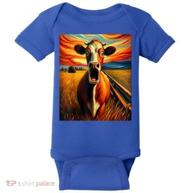 Expressionist Scream For Cow Lovers | Artistic Cow Baby Bodysuit