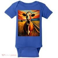 Expressionist Scream For Cow Lovers | Artistic Cow Baby Bodysuit thumb 0